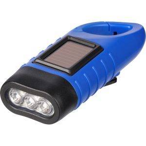 Lampe torche solaire, lampe LED bleu personnalisable avec logo