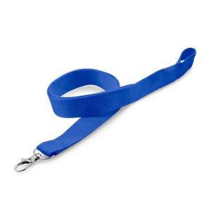 Lanière avec mousqueton Hulda bleu personnalisable avec logo