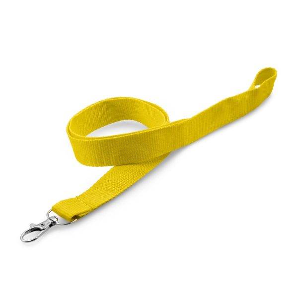 Lanière avec mousqueton Hulda jaune personnalisable avec logo