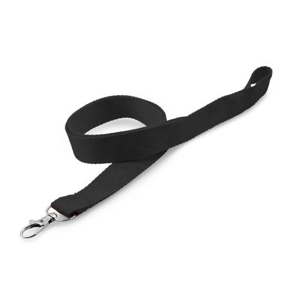 Lanière avec mousqueton Hulda noir personnalisable avec logo
