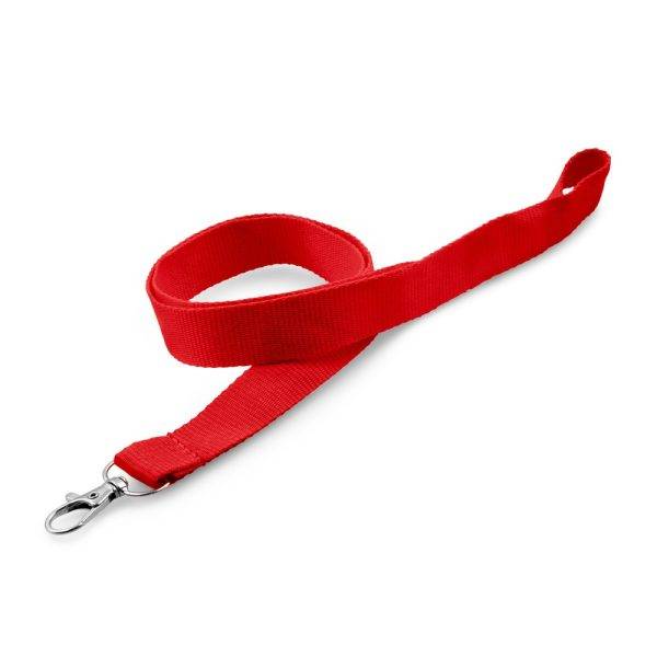 Lanière avec mousqueton Hulda rouge personnalisable avec logo