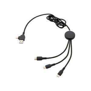 Light up logo 6-in-1 cable noir personnalisable avec logo
