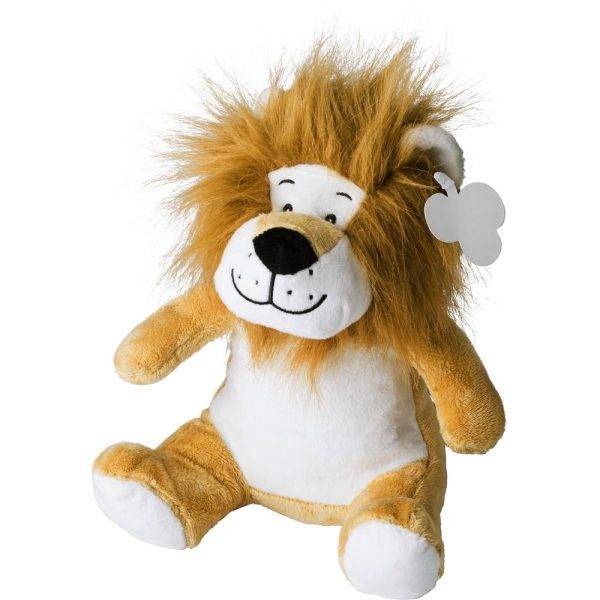 Lion en peluche beige personnalisable avec logo