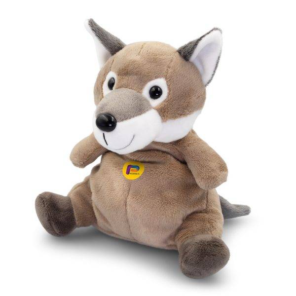 Loup en peluche Loki gris personnalisable avec logo