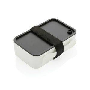 Lunch box avec cuichette en rPP GRS blanc personnalisable avec logo