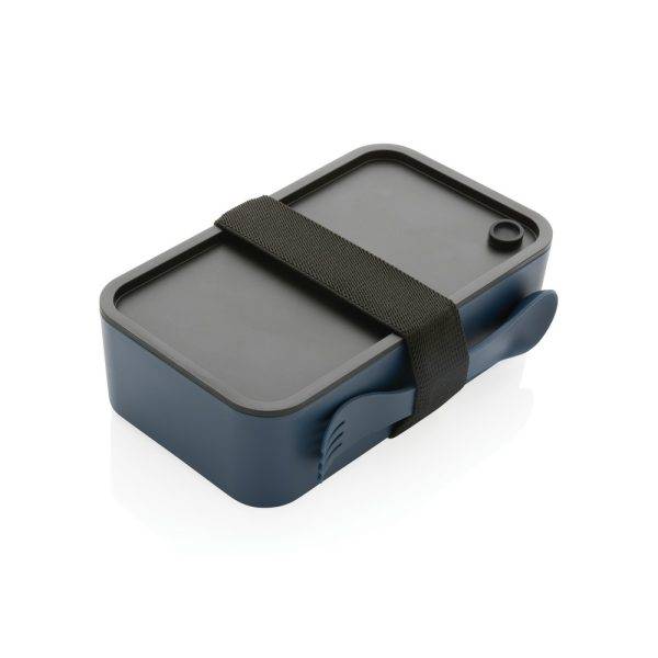 Lunch box avec cuichette en rPP GRS bleu personnalisable avec logo