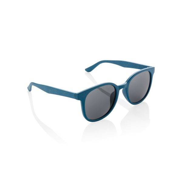 Lunettes de soleil en fibre de paille, bleu personnalisable avec logo
