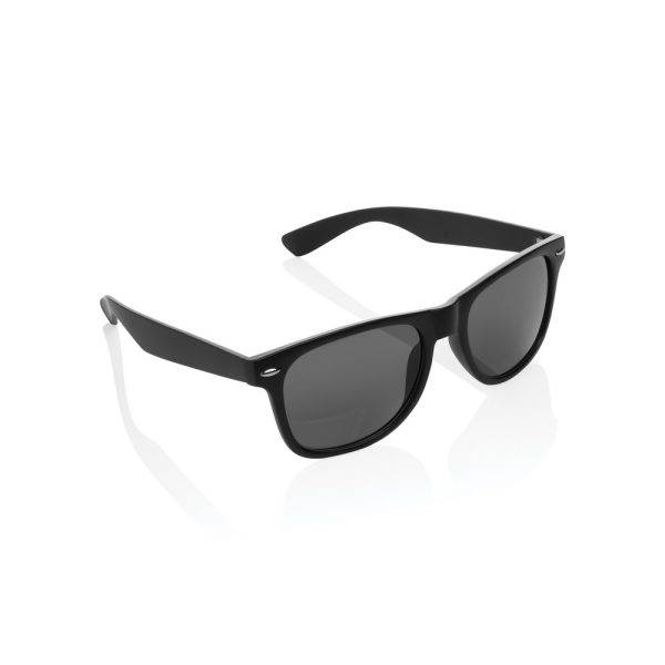 Lunettes de soleil en PC plastique recyclé GRS noir personnalisable