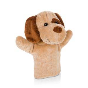 Marionnette chien Obie brun claire personnalisable avec logo