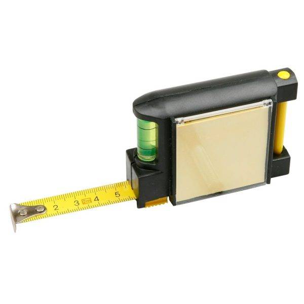 Mètre-ruban 2m, niveau à bulle, carnet, stylo bille personnalisable