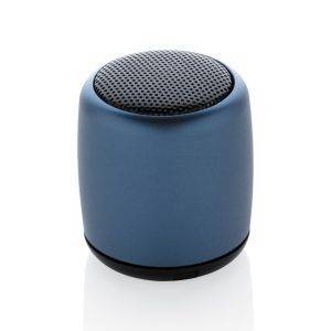 Mini enceinte sans fil en aluminium bleu personnalisable avec logo