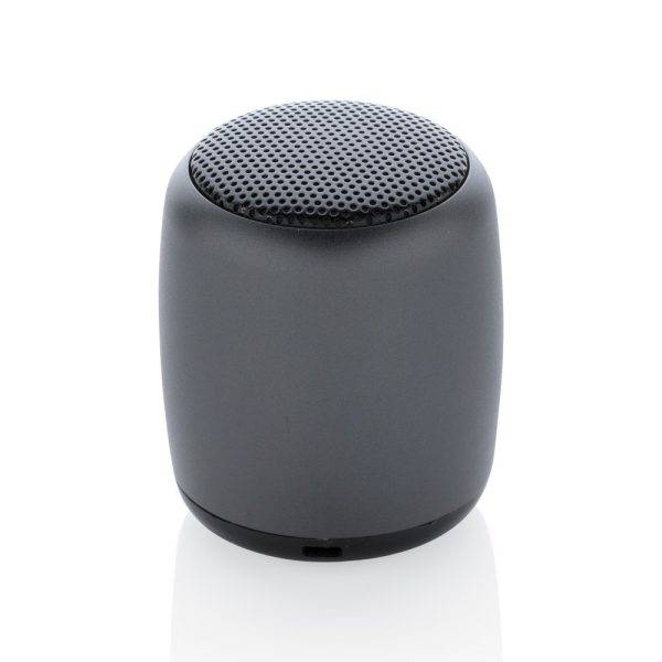 Mini enceinte sans fil en aluminium gris personnalisable avec logo