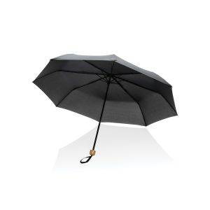 Mini parapluie 20.5" rPET 190T poignée bambou Impact personnalisable