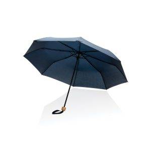 Mini parapluie 20.5" rPET 190T poignée bambou Impact personnalisable – réf. P850.575