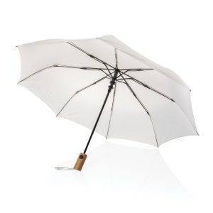 Mini parapluie 21" à ouverture auto en bois d'acacia personnalisable – réf. P850.7019
