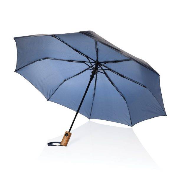 Mini parapluie 21" à ouverture auto en bois d'acacia personnalisable – réf. P850.7025