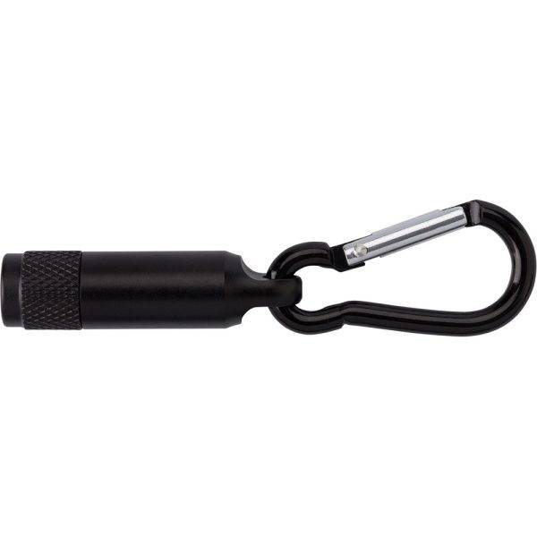 Mini torche 1 LED avec mousqueton noir personnalisable avec logo