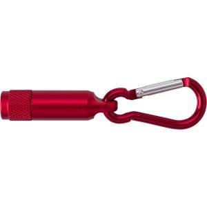 Mini torche 1 LED avec mousqueton rouge personnalisable avec logo
