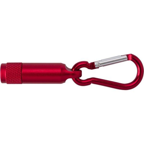 Mini torche 1 LED avec mousqueton rouge personnalisable avec logo