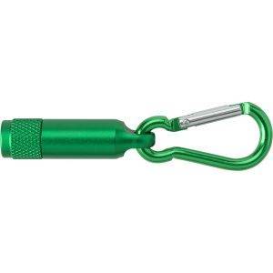Mini torche 1 LED avec mousqueton vert personnalisable avec logo