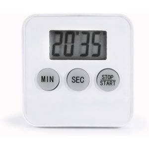 Minuterie de cuisine avec aimant blanc personnalisable avec logo