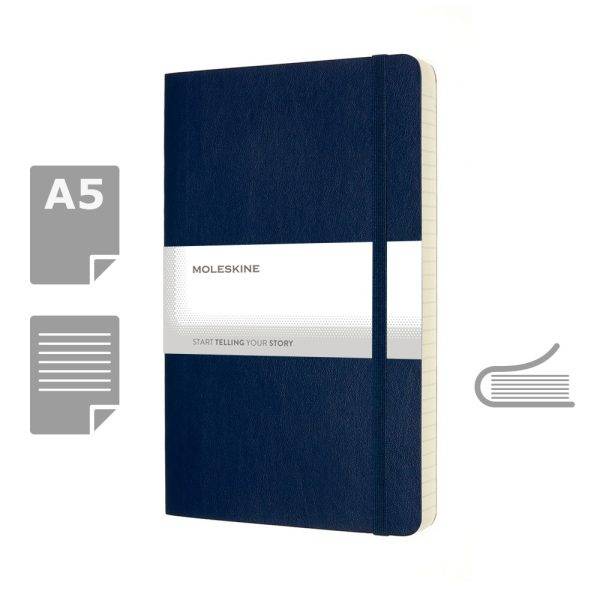 MOLESKINE EXPANDED Notebook approx. A5 bleu fonce personnalisable – réf. VM308-27