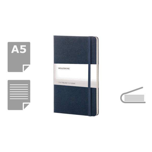 MOLESKINE Notebook approx. A5 bleu fonce personnalisable avec logo – réf. VM301-27