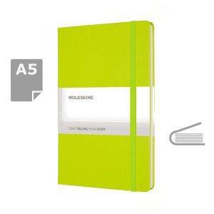 MOLESKINE Notebook approx. A5 citron vert personnalisable avec logo – réf. VM302-09