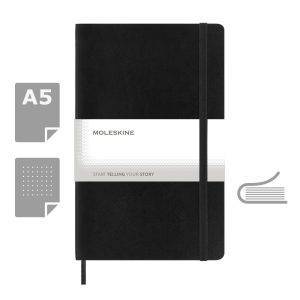 MOLESKINE Notebook approx. A5 noir personnalisable avec logo – réf. VM300-03