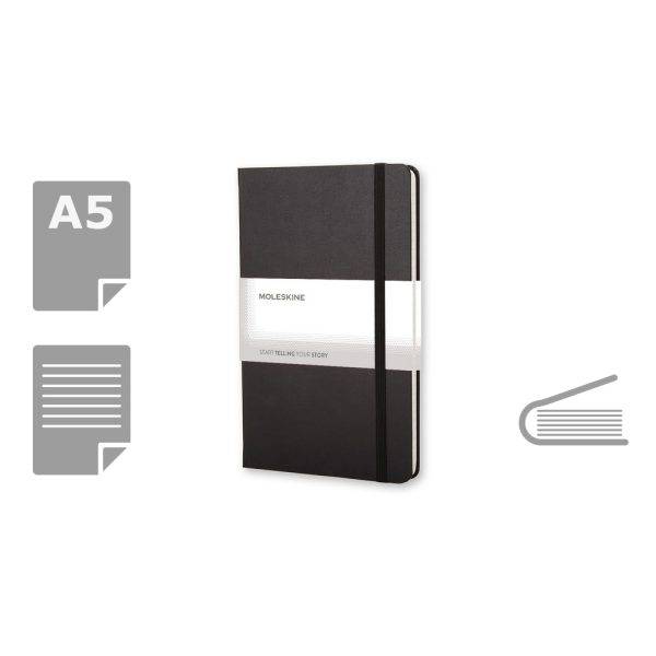 MOLESKINE Notebook approx. A5 noir personnalisable avec logo – réf. VM301-03