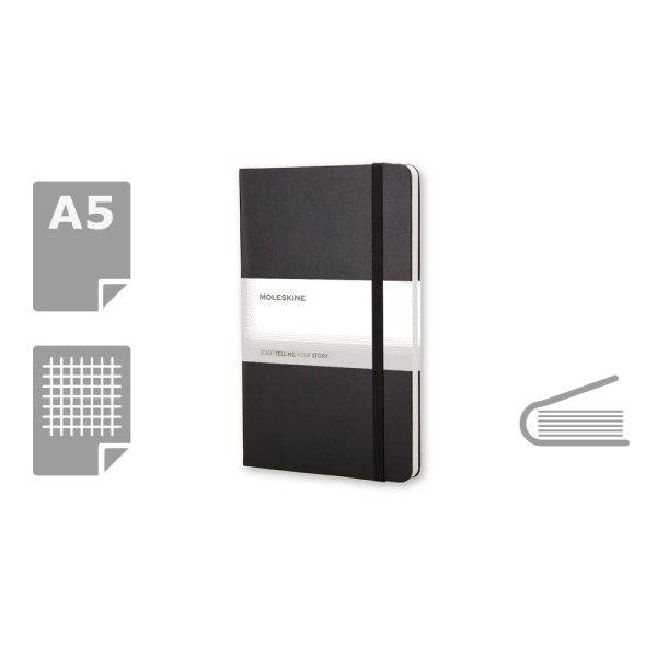 MOLESKINE Notebook approx. A5 noir personnalisable avec logo – réf. VM304-03