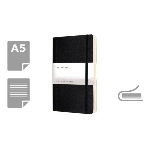 MOLESKINE Notebook approx. A5 noir personnalisable avec logo – réf. VM308-03