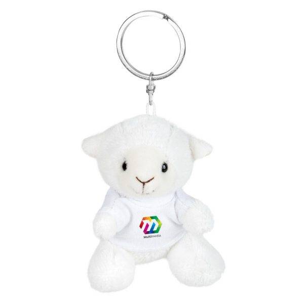 Mouton en peluche, porte-clés Colleen blanc personnalisable avec logo