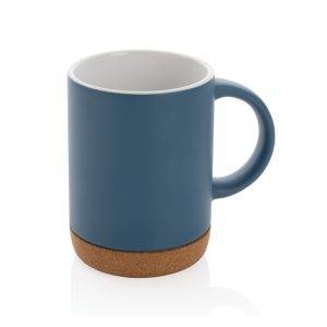 Mug 280ml en céramique avec base en liège bleu personnalisable