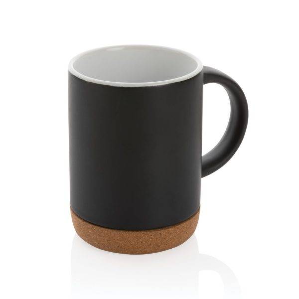 Mug 280ml en céramique avec base en liège noir personnalisable