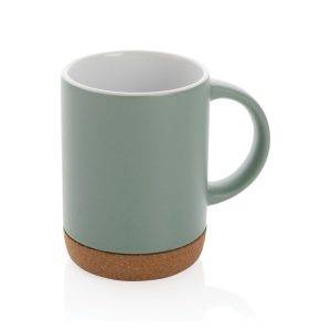 Mug 280ml en céramique avec base en liège vert personnalisable