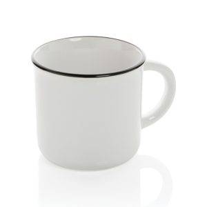 Mug 280ml vintage en céramique blanc personnalisable avec logo