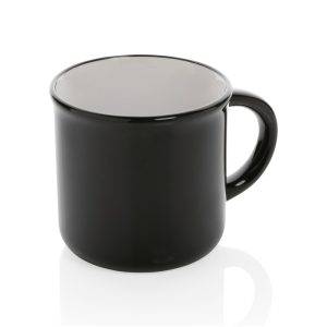 Mug 280ml vintage en céramique noir personnalisable avec logo