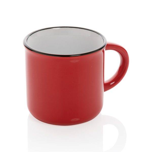 Mug 280ml vintage en céramique rouge personnalisable avec logo