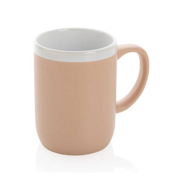 Mug 300ml en céramique avec bord blanc brun personnalisable avec logo