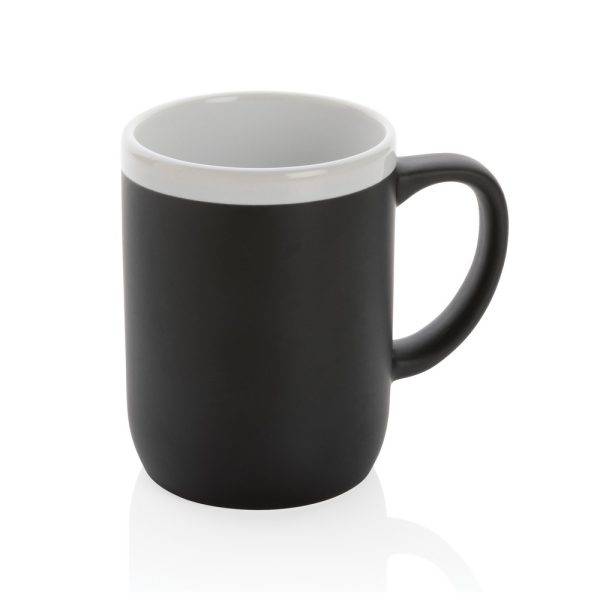 Mug 300ml en céramique avec bord blanc noir personnalisable avec logo