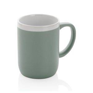 Mug 300ml en céramique avec bord blanc vert personnalisable avec logo