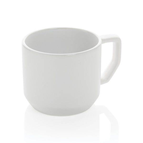 Mug 350ml moderne en céramique blanc personnalisable avec logo