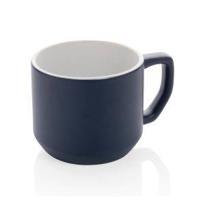 Mug 350ml moderne en céramique bleu personnalisable avec logo