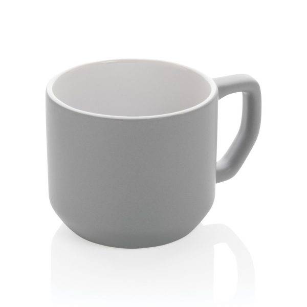 Mug 350ml moderne en céramique gris personnalisable avec logo