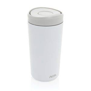 Mug 400ml en acier recyclé RCS Avira Alix blanc personnalisable