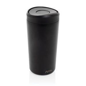 Mug 400ml en acier recyclé RCS Avira Alix noir personnalisable