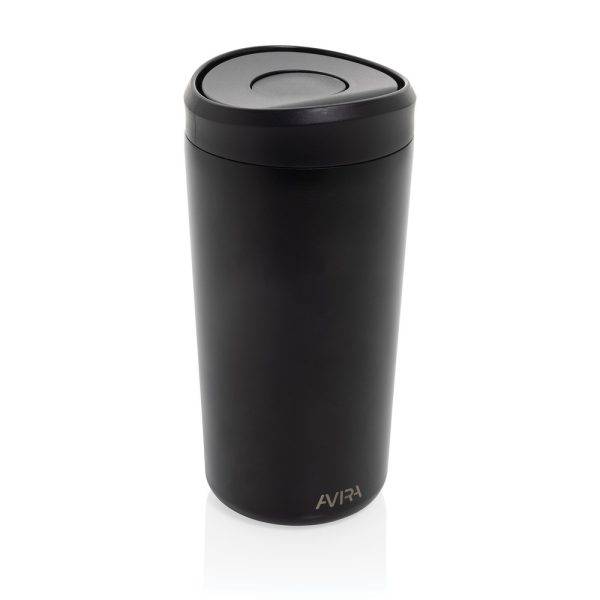 Mug 400ml en acier recyclé RCS Avira Alix noir personnalisable