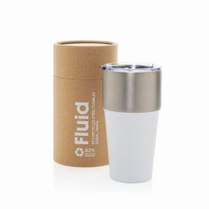 Mug 500ml en acier recyclé certifié RCS Fluid blanc personnalisable