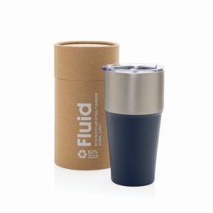 Mug 500ml en acier recyclé certifié RCS Fluid bleu personnalisable